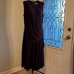 Luxe Purple Faux Wrap Dress with a Ruffle Skirt